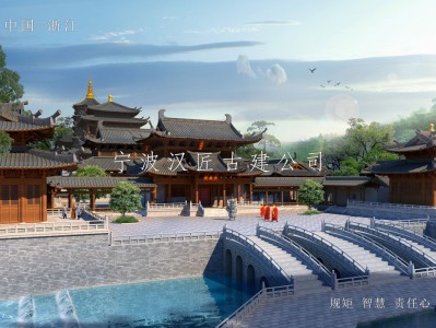 湛江寺院重建规划设计方案鸟瞰图—积福禅寺